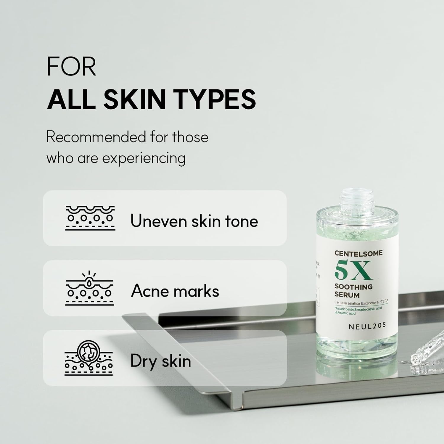 Centelsome 5X Soothing Serum 1.69 Fl Oz/50Ml | for Hydration, Glow, Sensitive, anti Aging, Acne Treatment for Face, Korean Skincare with Centella Asiatica, Exosomes for Skin, Panthenol