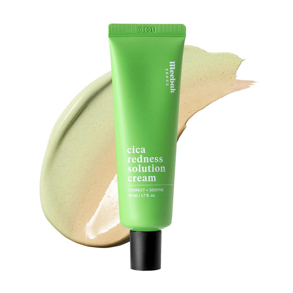 Meebak Cica Redness Solution Cream – 50ml | Green-to-Beige CC Cream for Redness & Sensitive Skin
