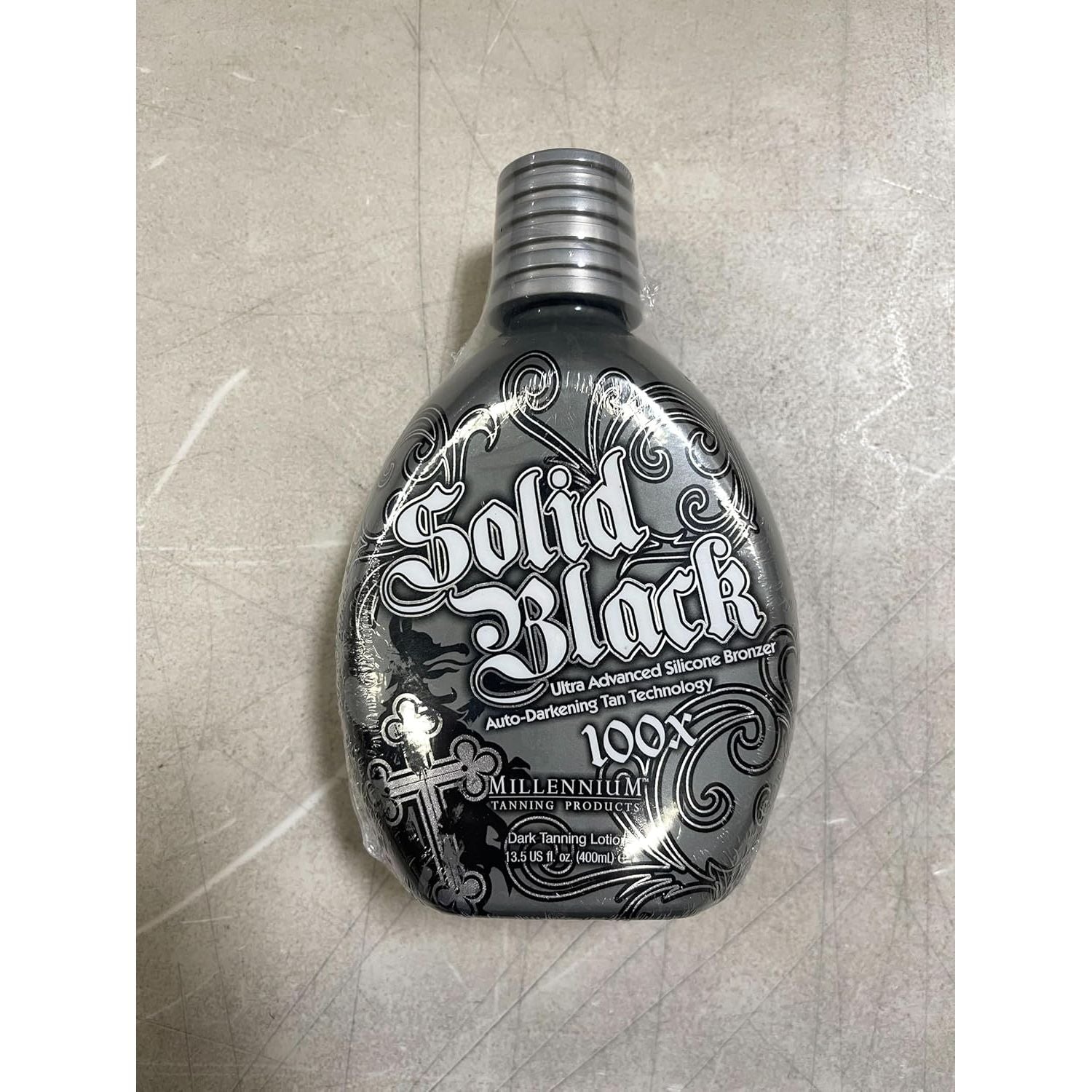 SOLID BLACK 100X Dark Tanning Lotion Indoor Outdoor Tan Enhancing Silicone Bronzer Tanning Bed Lotion 13.5 Fl Oz (400 Ml)