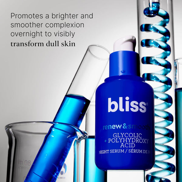 Bliss Renew & Smooth Night Serum – 30ml | Glycolic Acid Resurfacing for Radiant, Even Skin