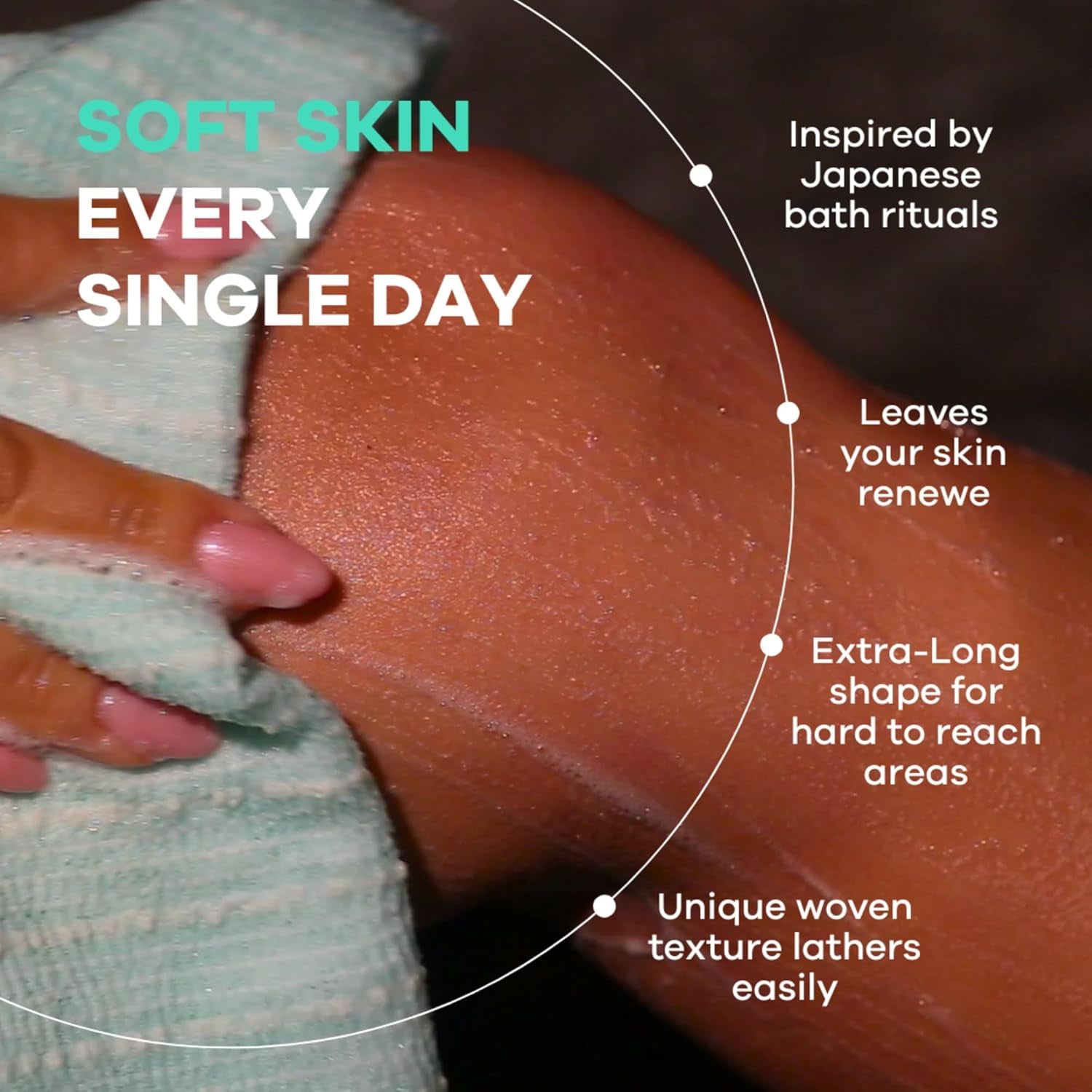 Dermasuri Japanese Exfoliating Shower Towel - 2 Pack