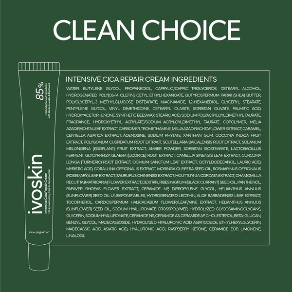 IVOSKIN Intensive Cica Repair Cream – 50g | Soothing Barrier Cream for Redness, Sensitivity & Acne Recovery