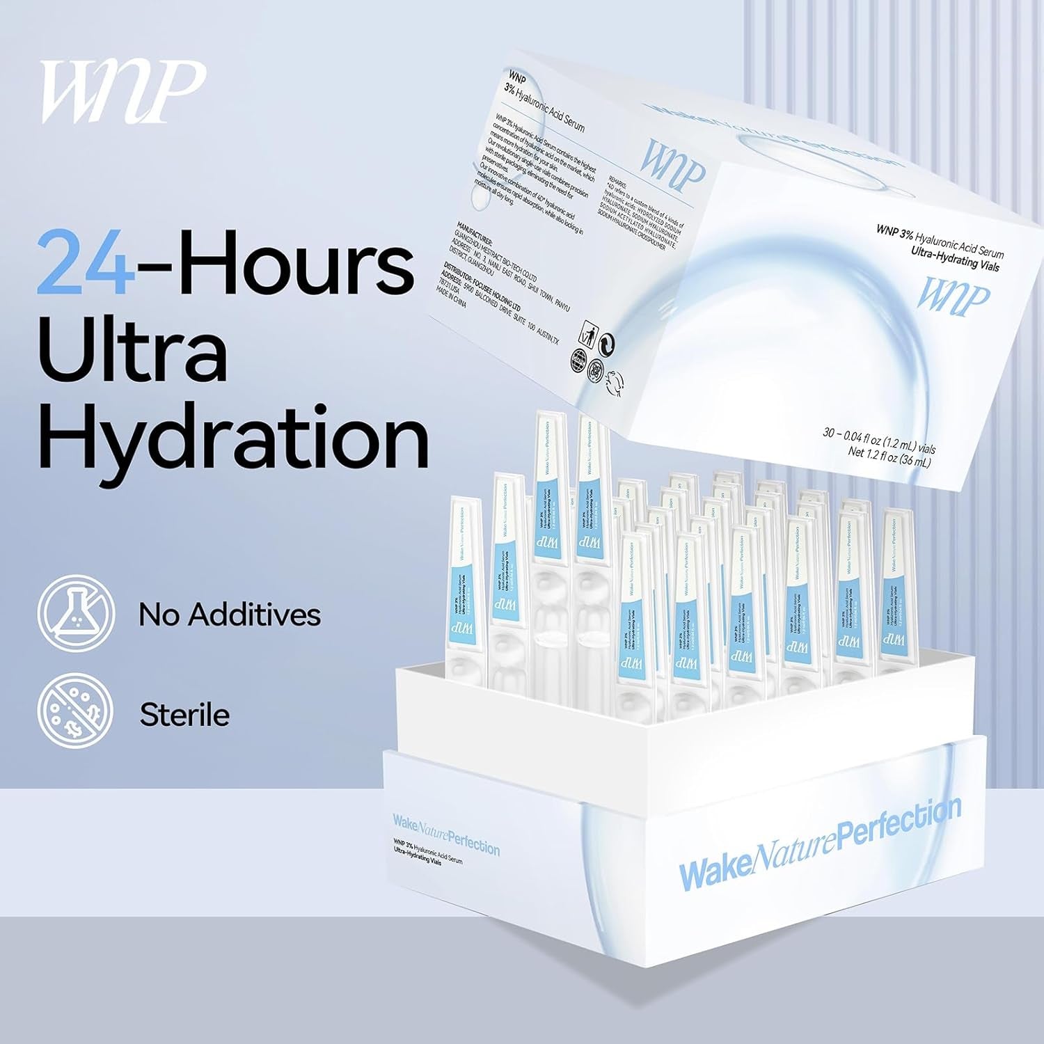 WNP 3% Hyaluronic Acid Serum Ultra-Hydrating Capsule – 30 x 1.2ml | Lightweight, Deep Moisture Ampoule for All Skin Types