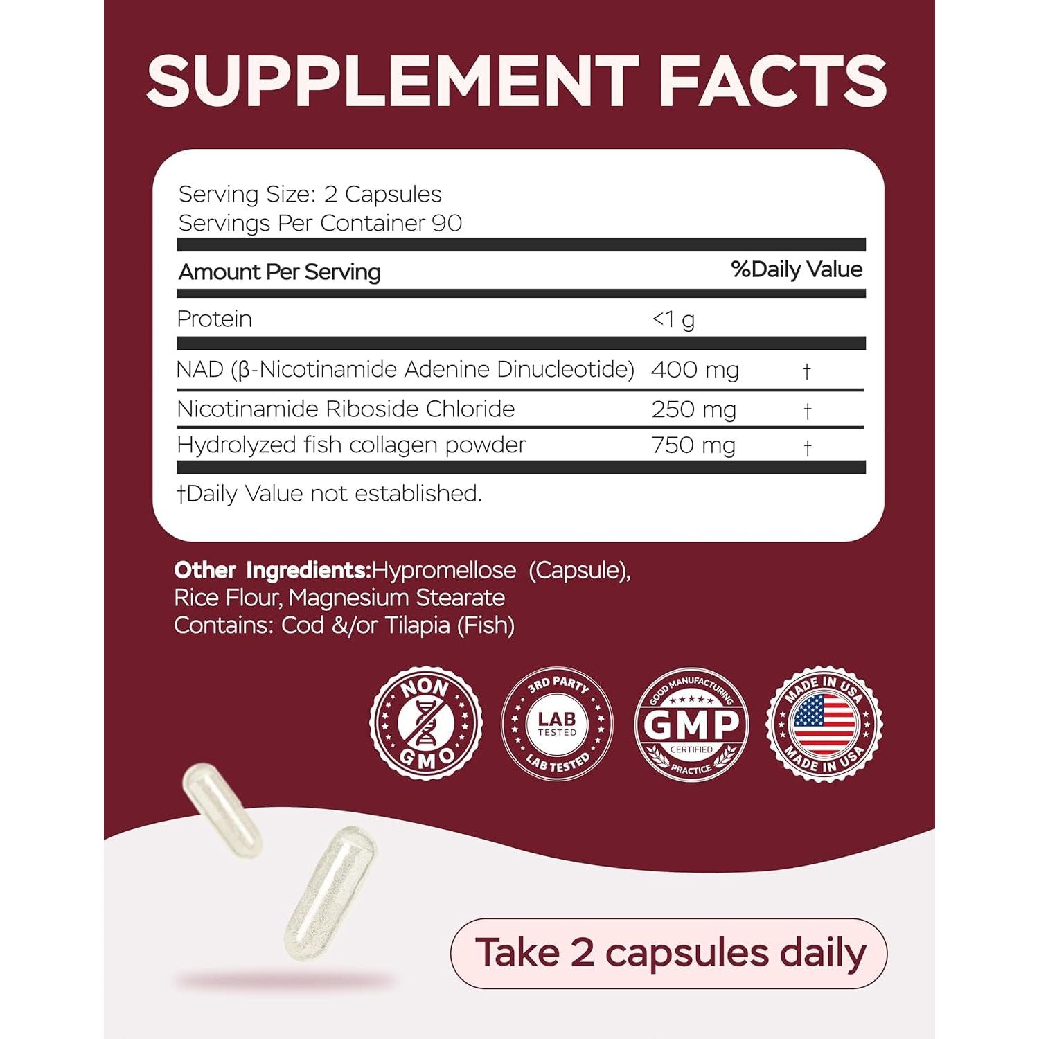 4Well NAD+ with Nicotinamide Riboside & Collagen Peptides – 180 Capsules | Cellular Energy, Skin Health & Healthy Aging