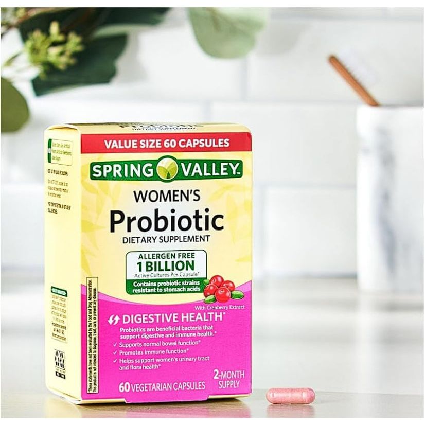 Spring Valley Women’s Probiotic Dietary Supplement – 60 Capsules | Digestive, Urinary & Immune Support