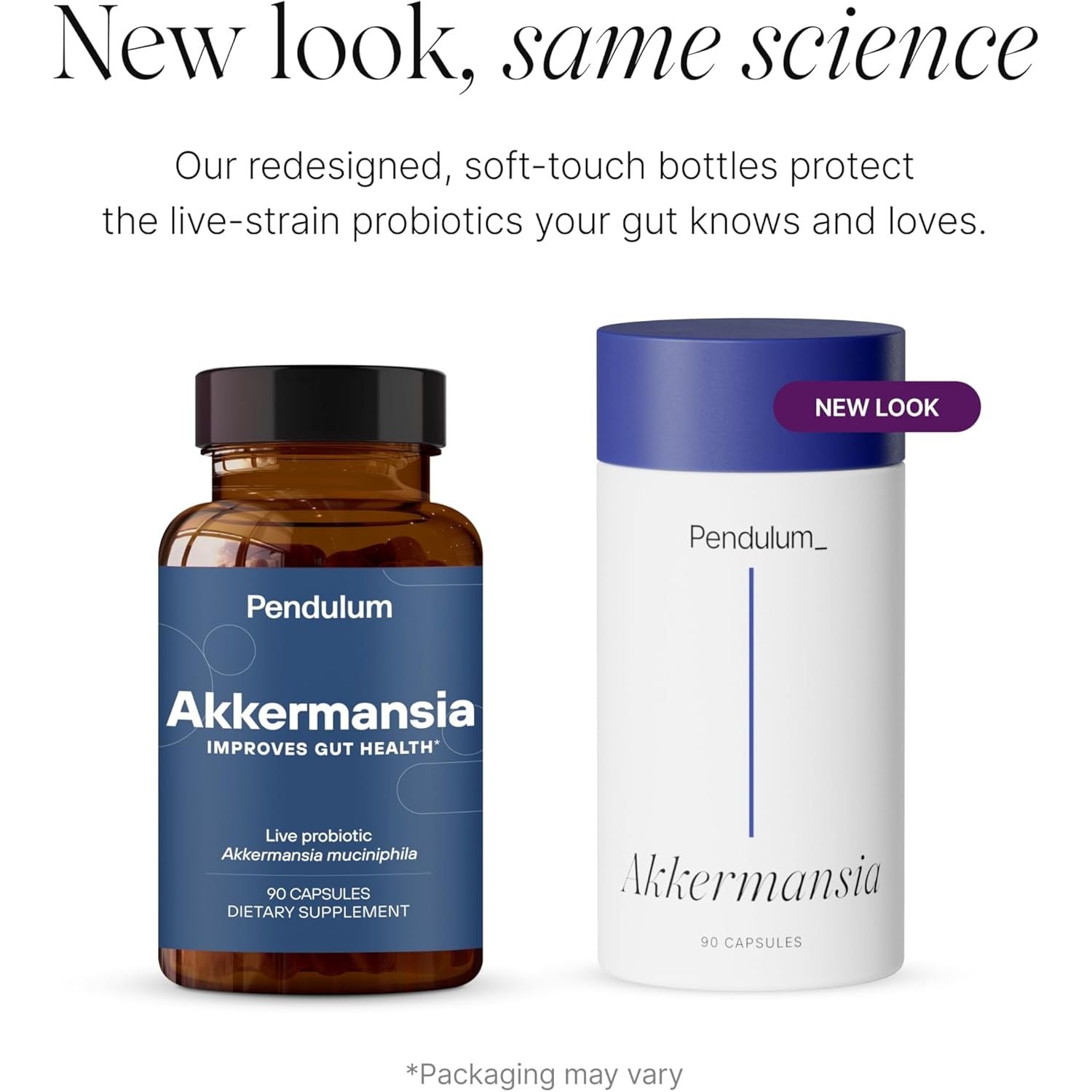Akkermansia Probiotic with Prebiotic Fiber - Delayed Release Capsules, Third-Party Tested, Authentic 100M AFU Live Strain for Gut Health & GLP-1 Support for Men & Women (90 Capsules, 1-Pack)