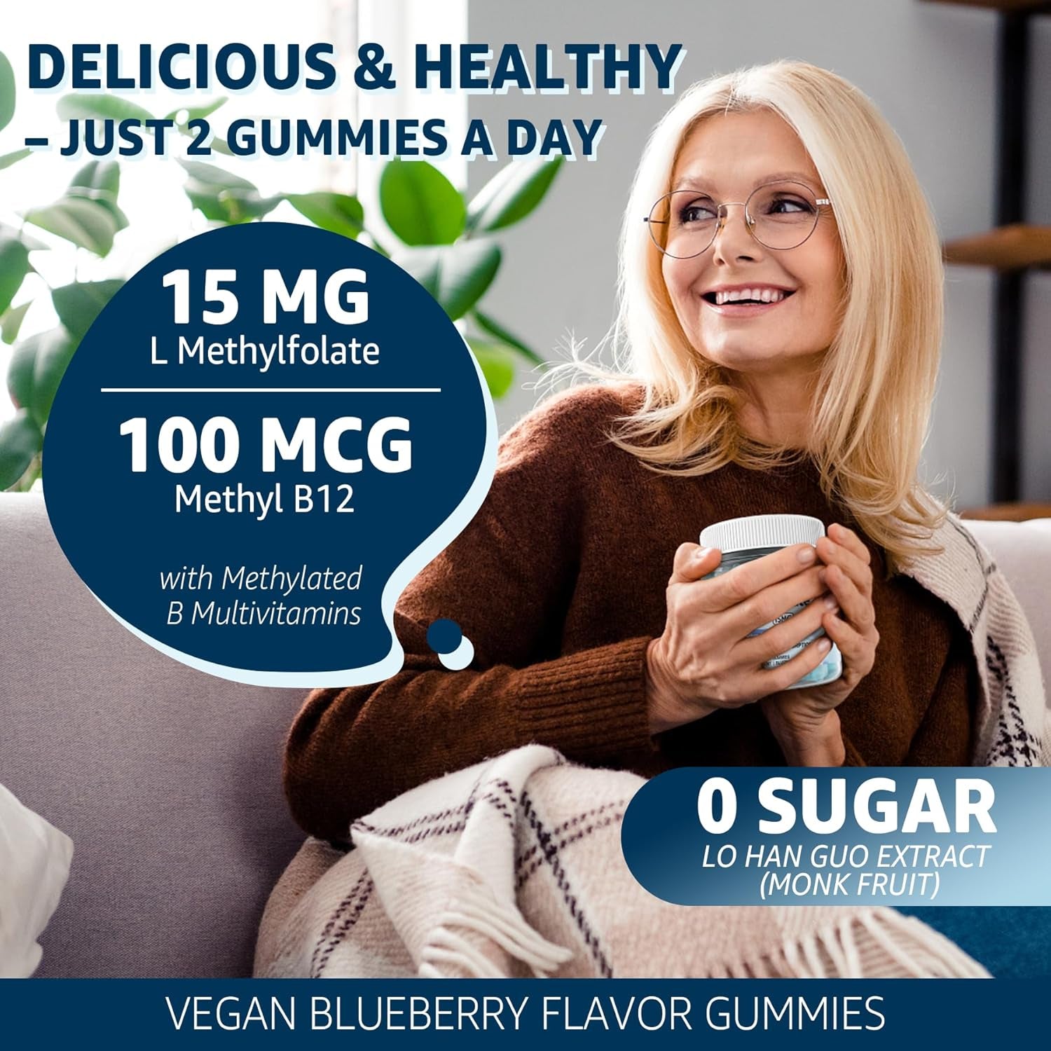Nextdia L-Methylfolate 5-MTHF Gummies – 60 Sugar-Free Vegan Gummies | Active Folate + Methylated B Vitamins for Energy, Mood & Focus