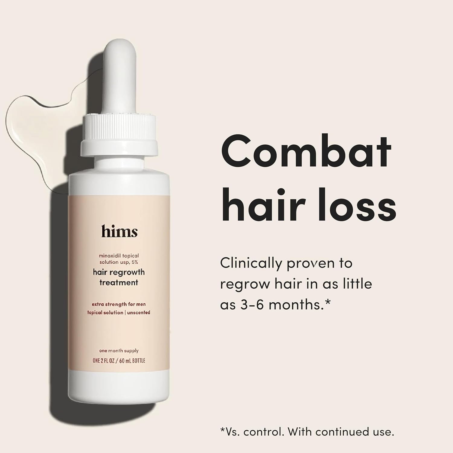 Hims Hair Growth Treatment – Unscented, 30ml (2 Pack) | Clinically Proven 5% Minoxidil for Men