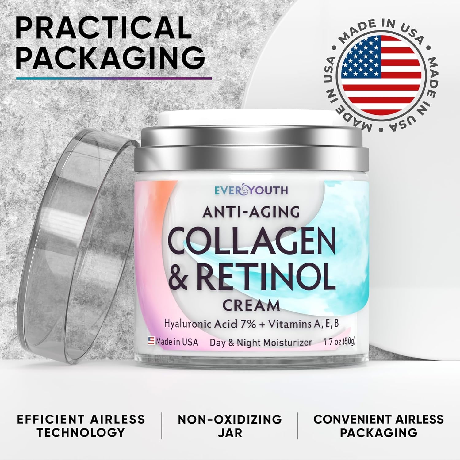 EVERYOUTH Anti-Aging Collagen & Retinol Cream – 50g | Firming, Hydrating Day & Night Moisturizer
