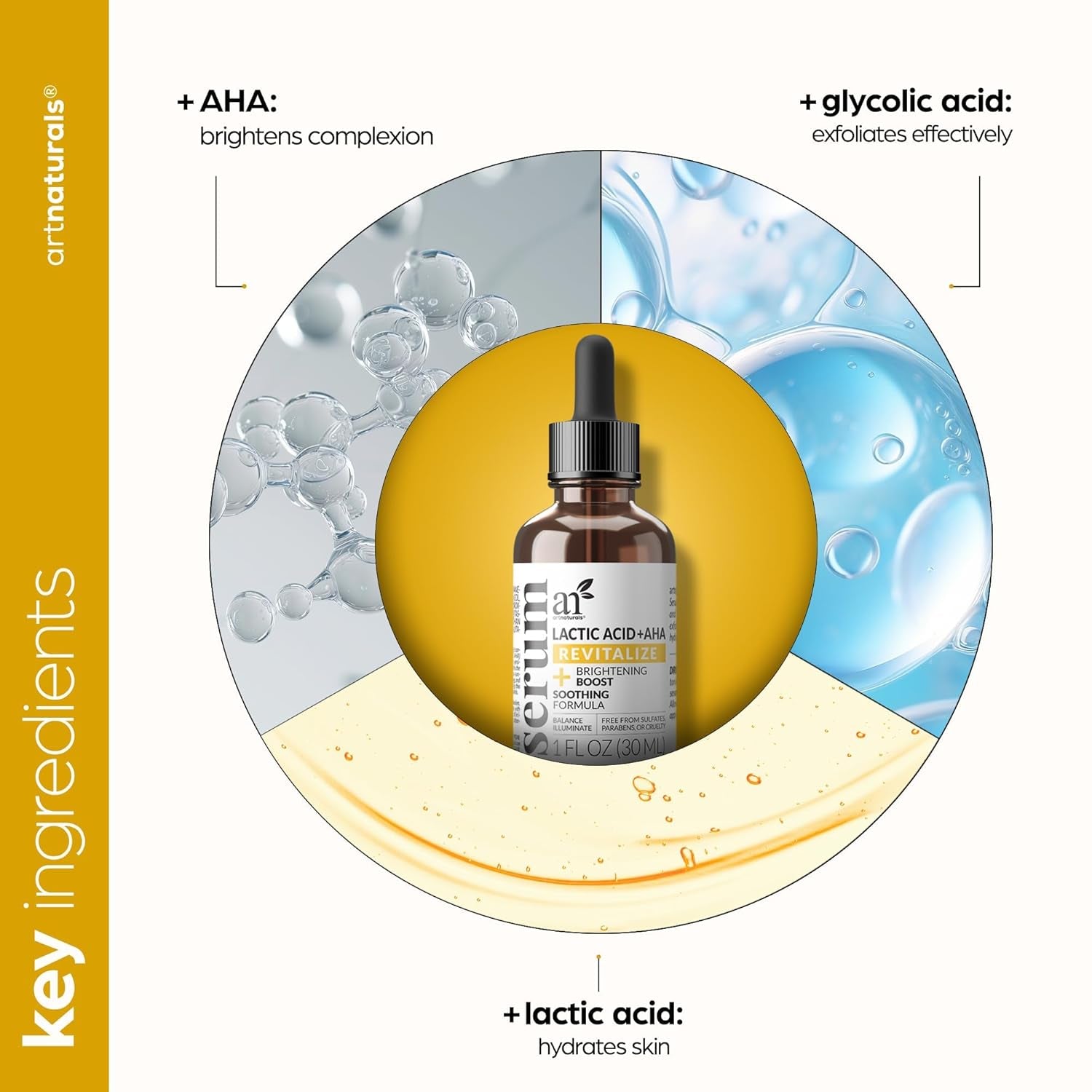 Artnaturals Lactic Acid + AHA Serum – 30ml | Brightening & Hydrating Exfoliant for Dry, Dull Skin