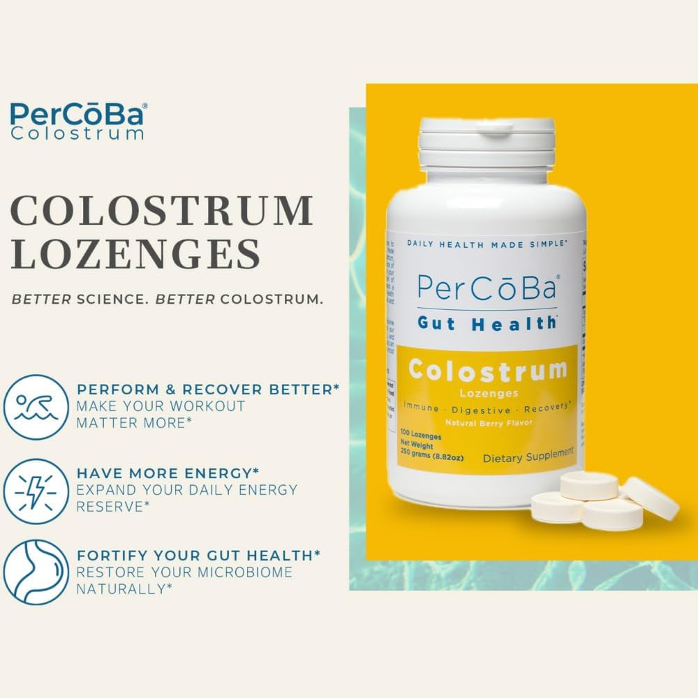PERCOBA Gut Health Colostrum Lozenges – 230g | Natural Berry Flavour | Immune, Gut & Skin Support