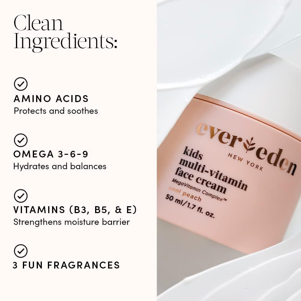 Evereden Kids Multi-Vitamin Face Cream (Cool Peach) – 50ml | Nourishing Daily Moisturiser for Delicate Skin