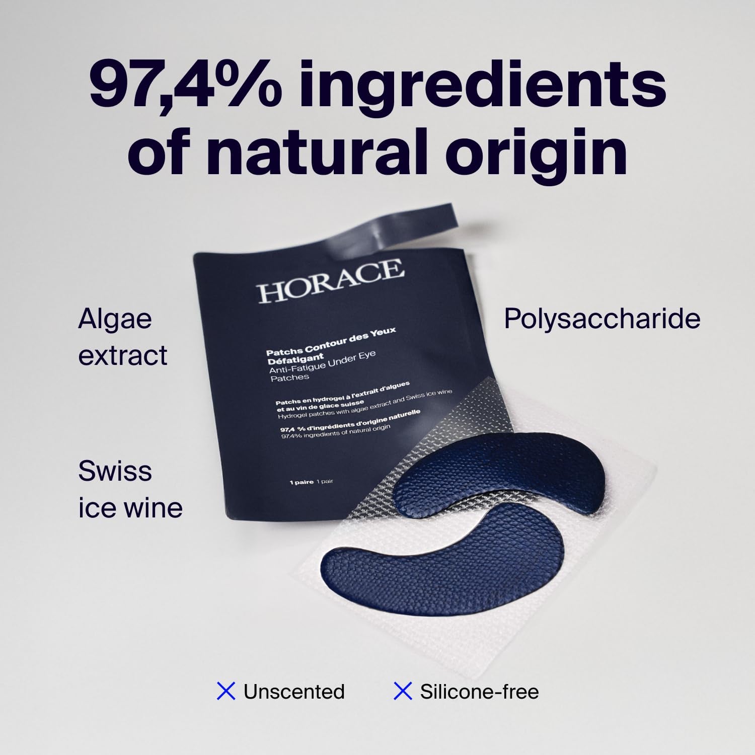 HORACE Anti-Fatigue Under Eye Patches – 5 Pairs | Depuffing, Hydrating & Brightening Gel Masks for Tired Eyes
