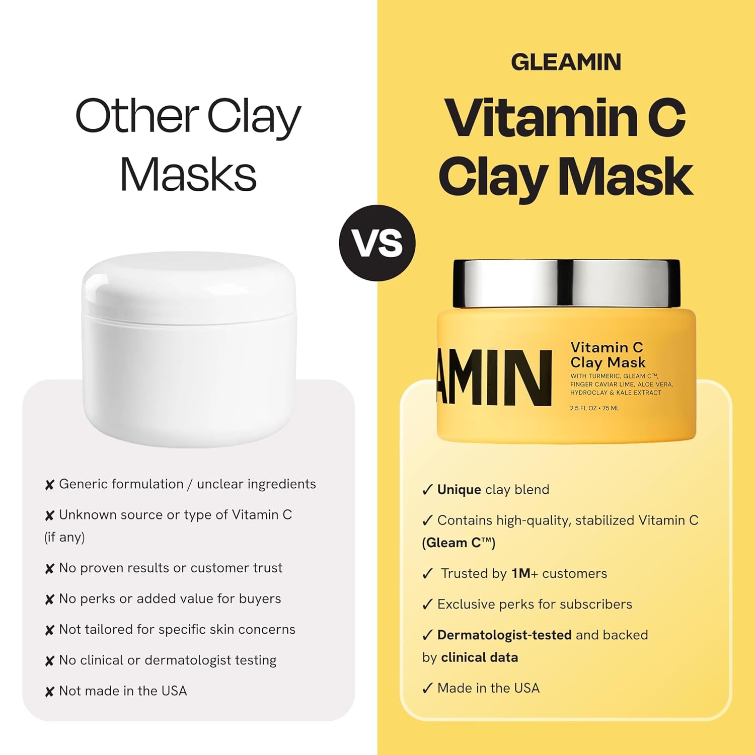 Gleamin Vitamin C Clay Mask – 75ml | Brightening & Dark Spot Treatment