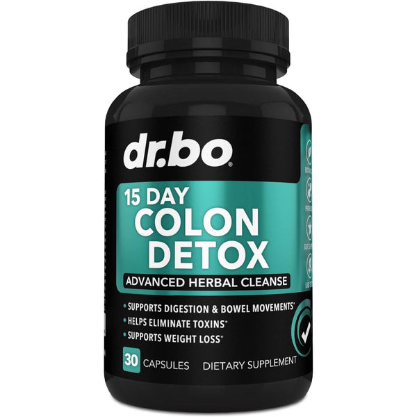 DR. BO 15 Day Colon Detox Advanced Herbal Cleanse – 30 Capsules | Natural Cleanse for Constipation, Bloating & Weight Support