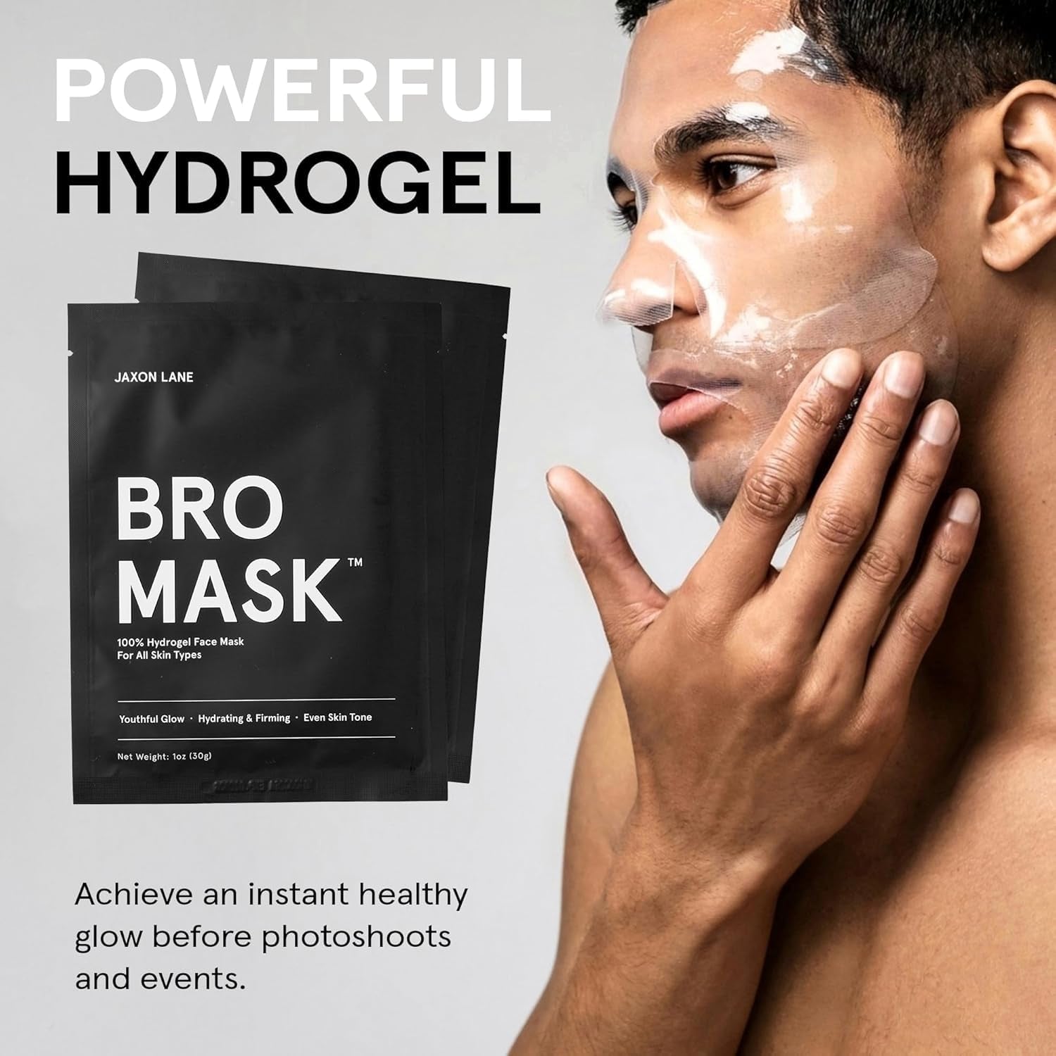 BRO MASK Premium Korean Face Mask for Men (4 X 1 Pack) - anti Aging Sheet Masks W/Hydrogel, Vitamin C, Hydrolyzed Collagen, & Hyaluronic Acid - Perfect Skin Care for Men
