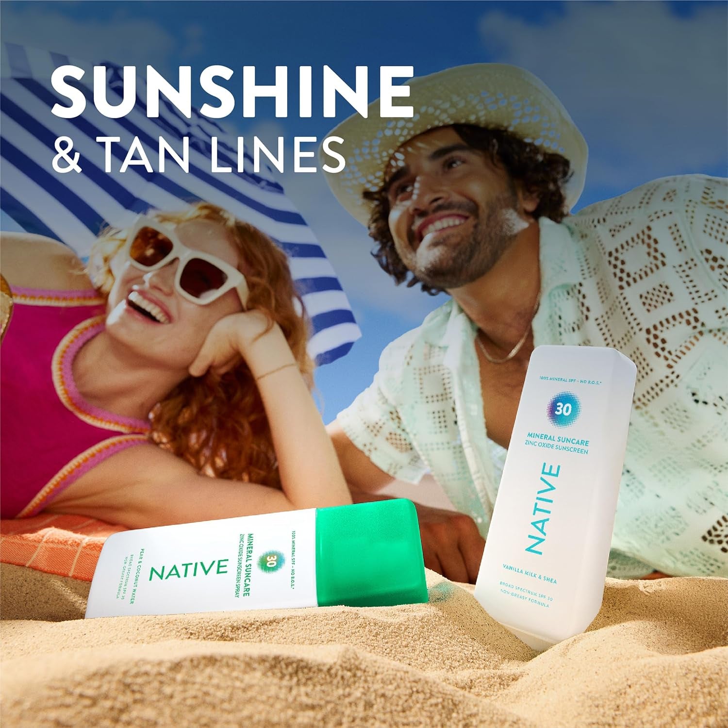 Sunscreen Lotion Pear & Coconut Water SPF 30, 100% Mineral SPF for Face & Body Broad Spectrum UVA UVB for Men & Women, Suitable for Sensitive Skin & Hawaii Compliant, Lightweight, 7Oz