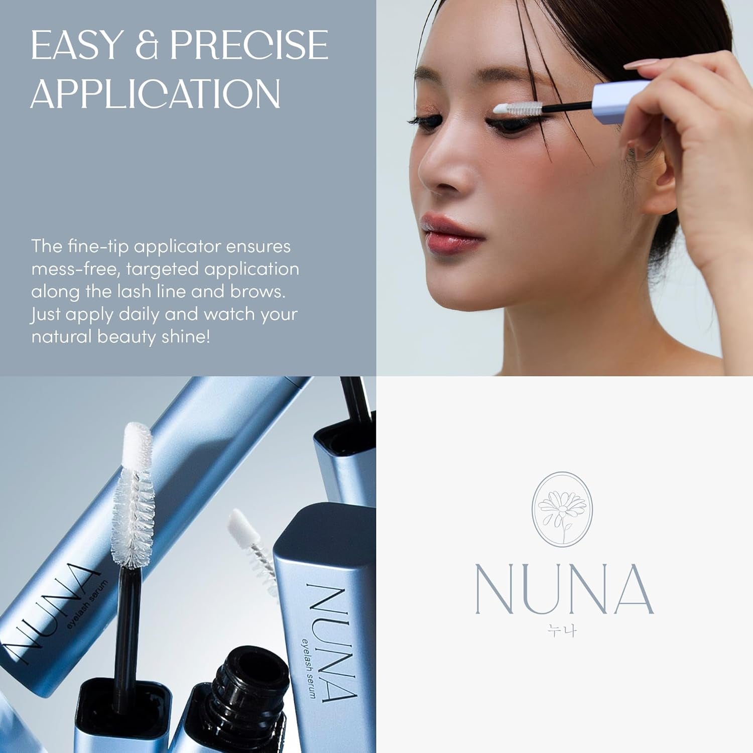 NUNA Eyelash Peptide Serum – 6ml | Lash & Brow Growth Booster with Peptides, Biotin & Botanicals