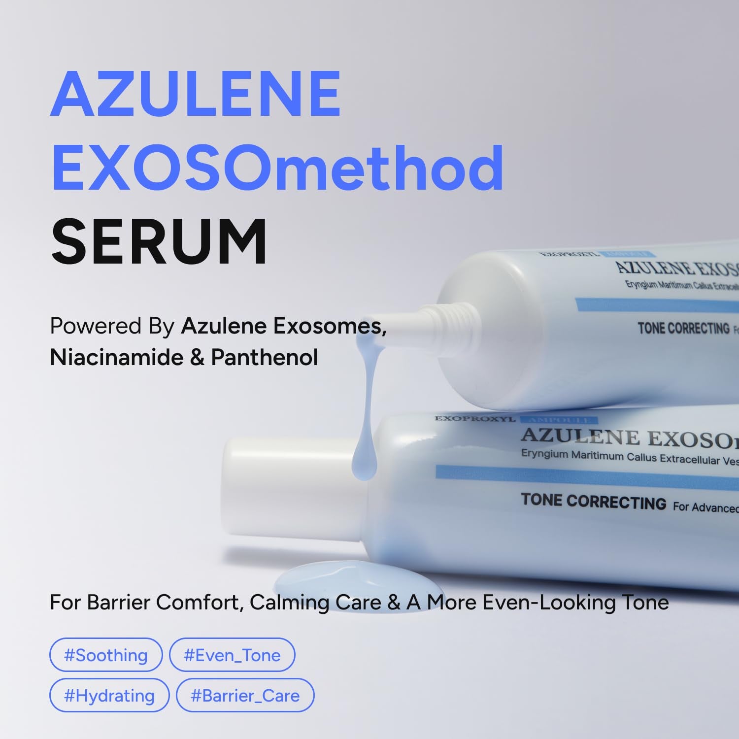 AZULENE Exosomethod Serum with Niacinamide & Panthenol for Glass Skin, Calming & Glowing Exosome Ampoule for Uneven Dull Skin Tone, Korean Skin Care (1.01 Fl Oz / 30Ml)