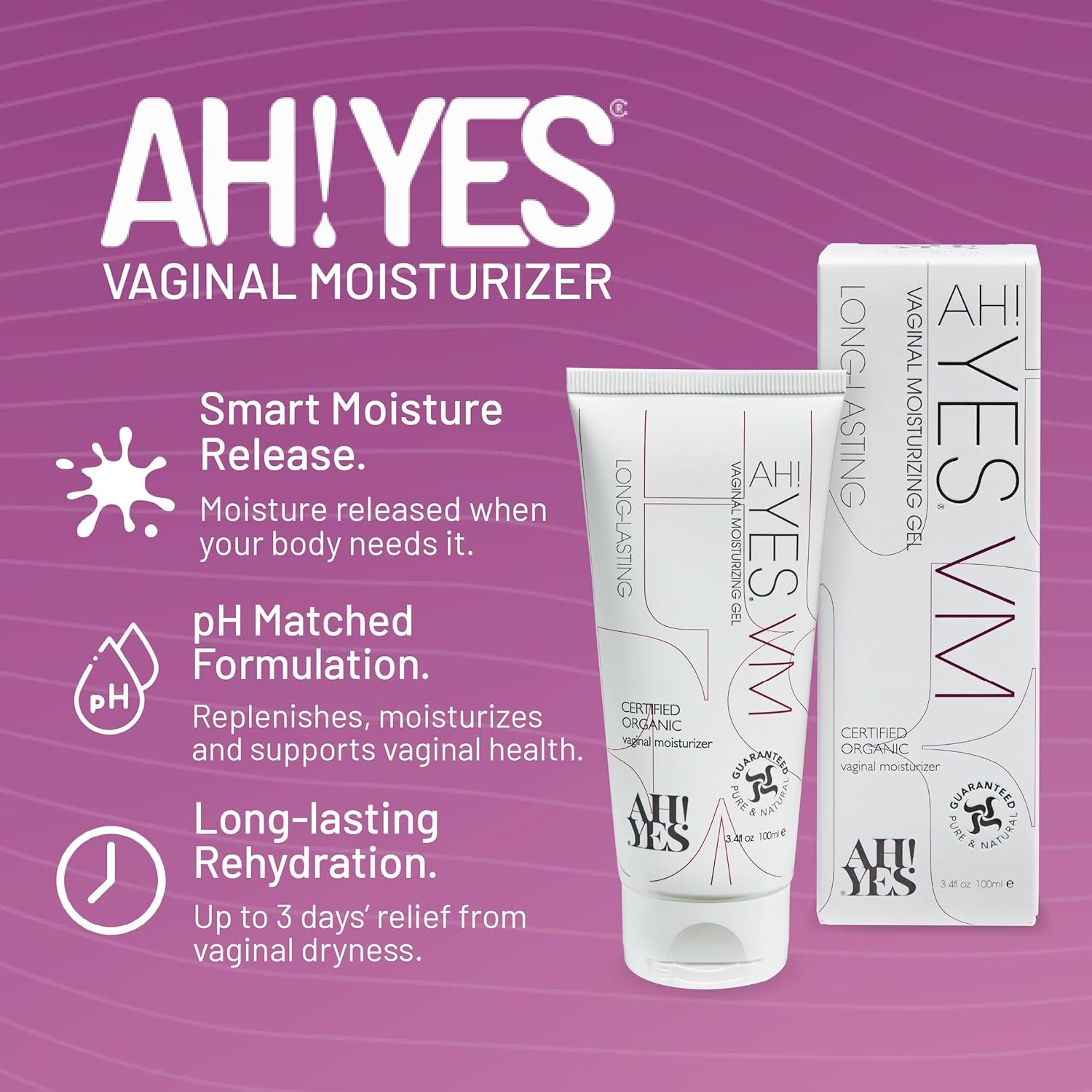 AH! YES® VM Certified Organic Vaginal Moisturizer – 100ml | Natural, Hormone-Free Hydration for Intimate Comfort