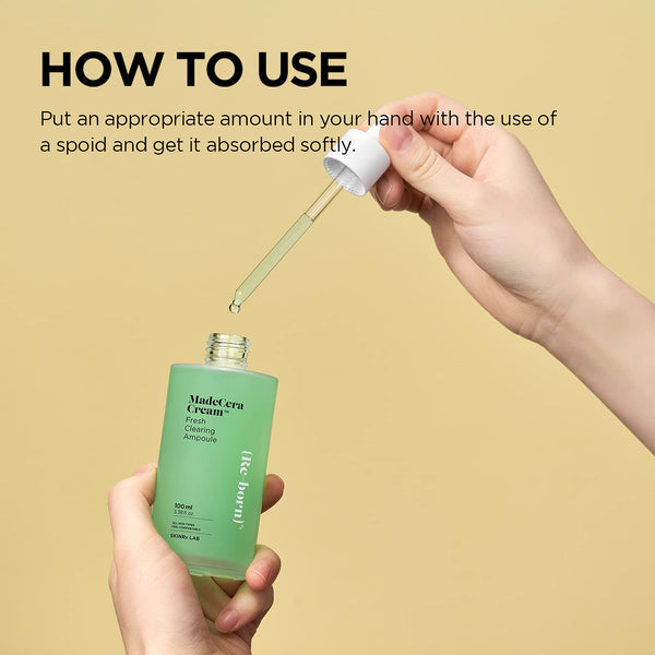 BEISIKS SKINRxLAB MadeCera Cream Fresh Clearing Ampoule – 100ml | Calming & Hydrating Vegan Ampoule for Sensitive, Oily & Acne-Prone Skin