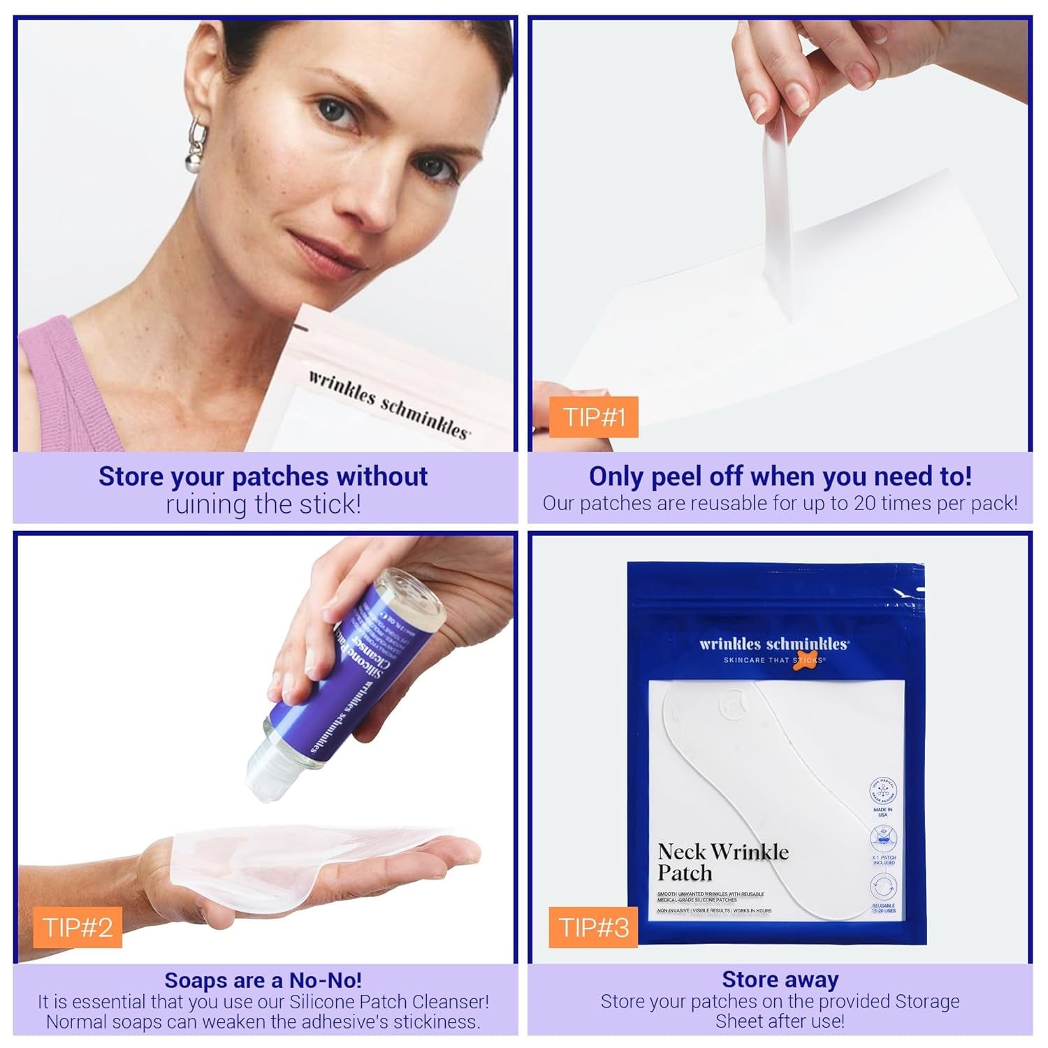 Wrinkles Schminkles Neck Wrinkle Patch – 1 Pack | Reusable Medical Grade Silicone for Neck Lines & Tech Neck