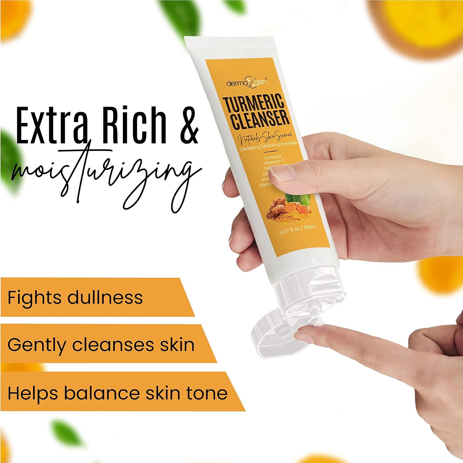 DERMAXGEN Turmeric Cleanser – 150ml | Brightening Face Wash for Acne, Dark Spots & Uneven Tone