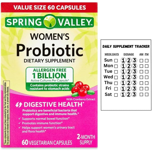 Spring Valley Women’s Probiotic Dietary Supplement – 60 Capsules | Digestive, Urinary & Immune Support