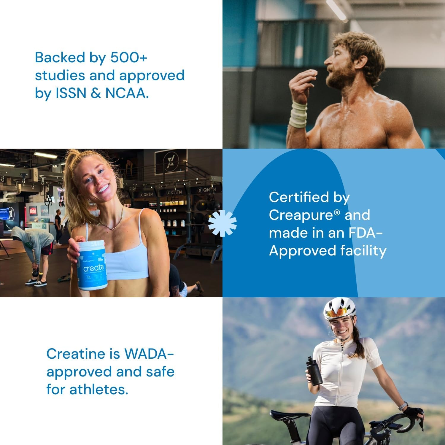 Creatine Monohydrate Gummies for Men & Women, Boost Focus, Strength, and Endurance, Anti-Melting Formula, Vegan, Gluten-Free, Non-Gmo, 1.5G of Creatine per Gummy (Blue Raspberry, 90 Ct)