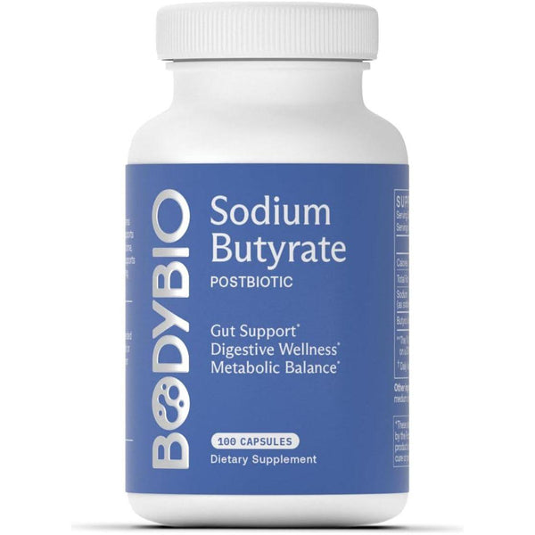 BodyBio Sodium Butyrate Supplement – 100 Capsules | Gut Health, Detox & Inflammation Support