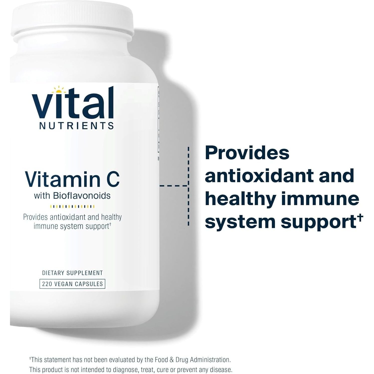 Vital Nutrients Vitamin C with Bioflavonoids – 220 Capsules | Immune & Antioxidant Support Supplement