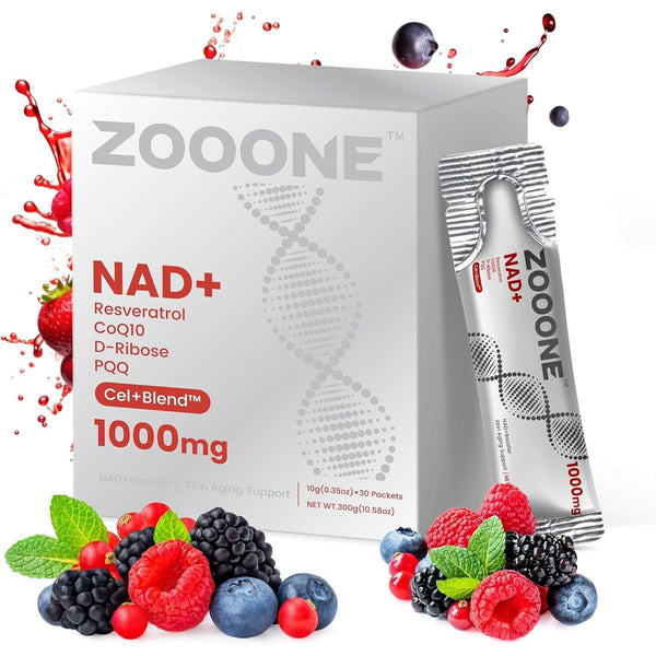 Zooone NAD+ 1000mg Liquid Packets Supplement – 10g (30 Packets) | Cellular Energy & Anti-Aging Support