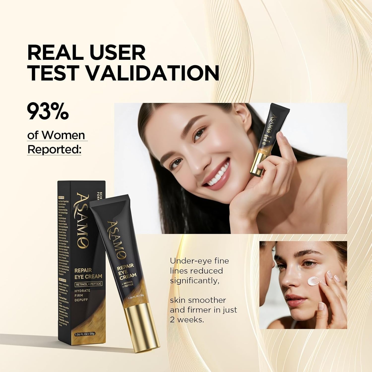 Retinol Eye Cream – Retinol and Peptides for Fine Lines, Puffiness, and Under-Eye Shadows, anti Aging, Eye Care Daily Wrinkle Cream,1.06 Fl.Oz