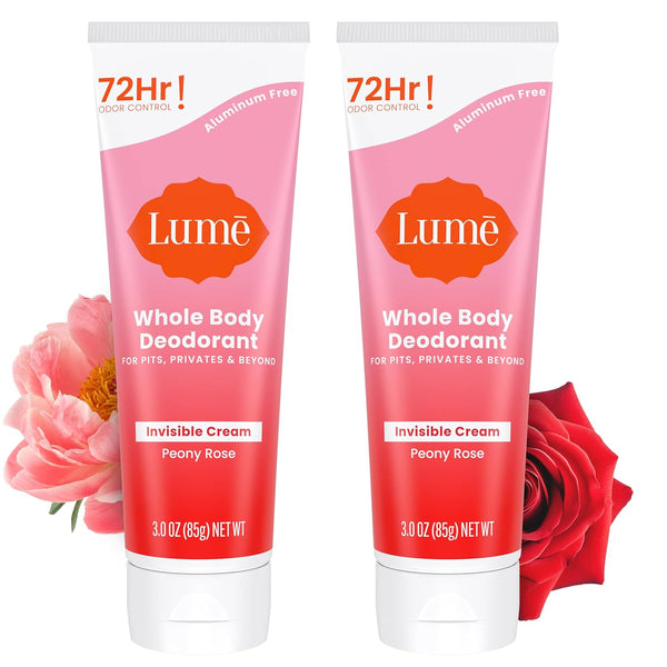 Lume Whole Body Deodorant - Invisible Cream (Peony Rose) - 85g (Pack of 2)