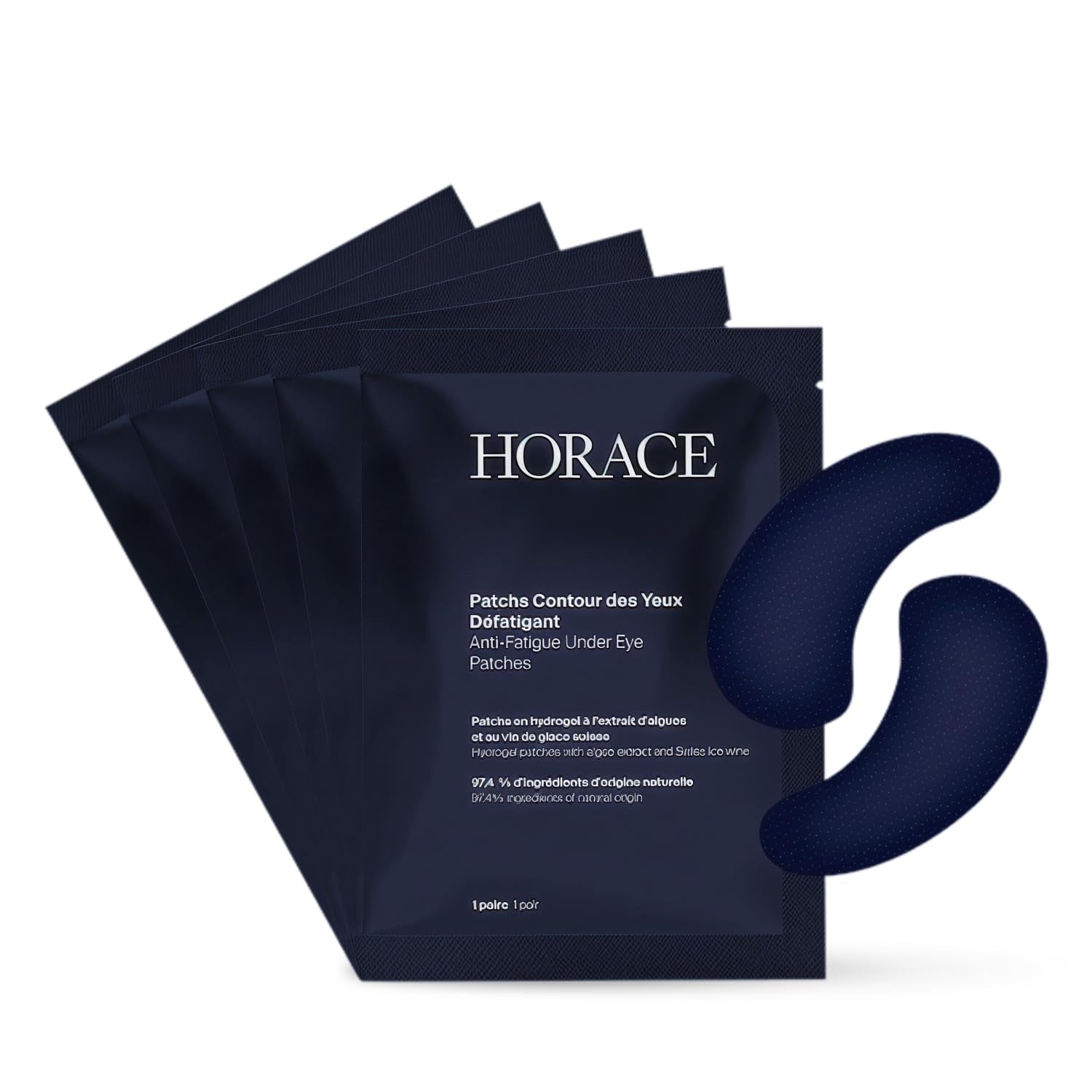 HORACE Anti-Fatigue Under Eye Patches – 5 Pairs | Depuffing, Hydrating & Brightening Gel Masks for Tired Eyes
