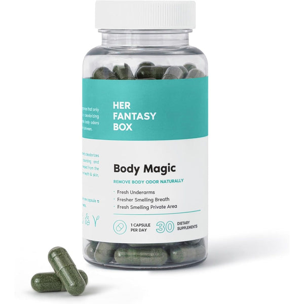 Her Fantasy Box Body Magic Chlorophyll Capsules – 30 Capsules (200mg) | Detox, Odor Control & Skin Support