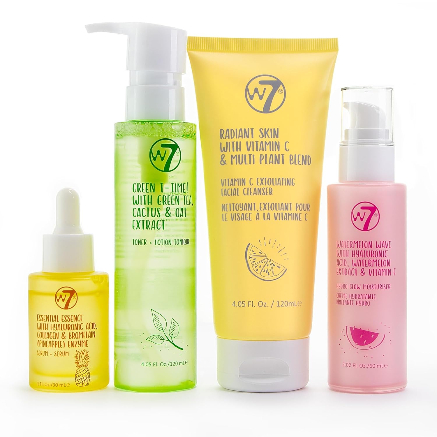 W7 Skin Refresh Essential Skincare Set – 4 Full-Size Products | Cleanse, Tone, Hydrate & Glow