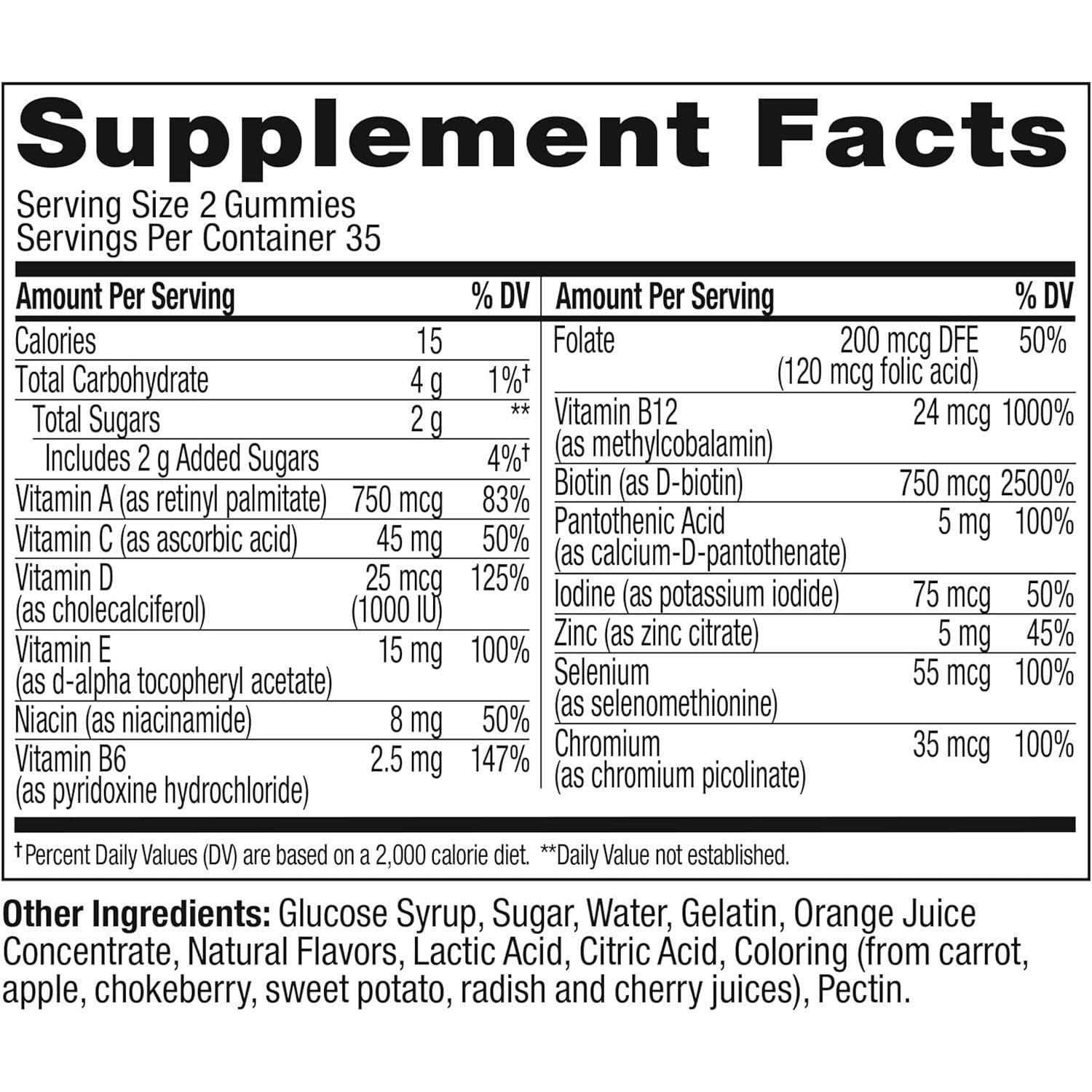 Teen Girl Multi Gummy, Healthy Skin and Immune Support, 15 Essential Vitamins, Biotin, Zinc, Calcium, Chewable Multivitamin, Berry Melon, 35 Day Supply, 70 Count