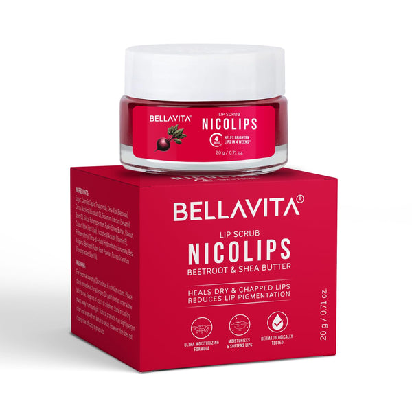 Bella Vita Organic Lip Scrub NICOLIPS – 20g | Exfoliate, Hydrate & Brighten Lips