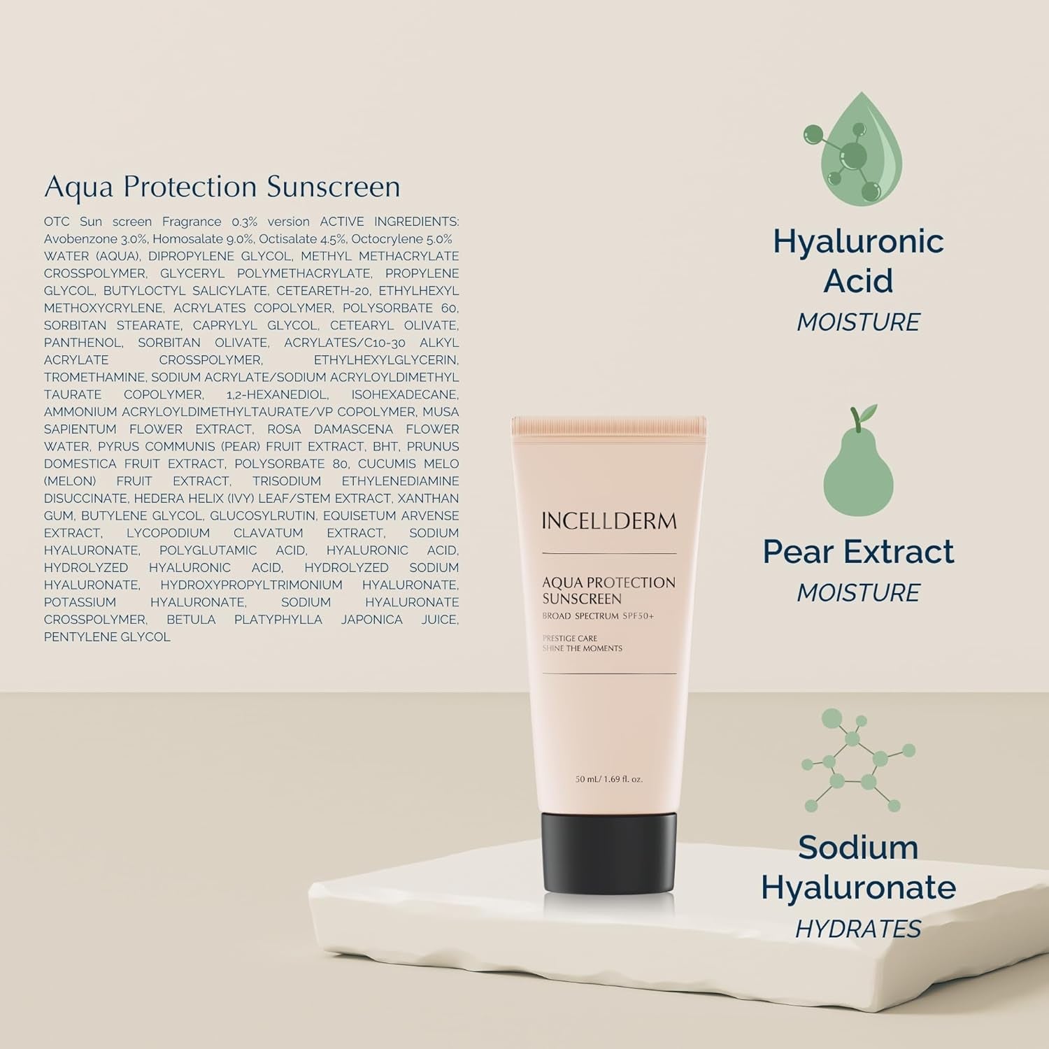 INCELLDERM Aqua Protection Sunscreen SPF 50+ - 50ml