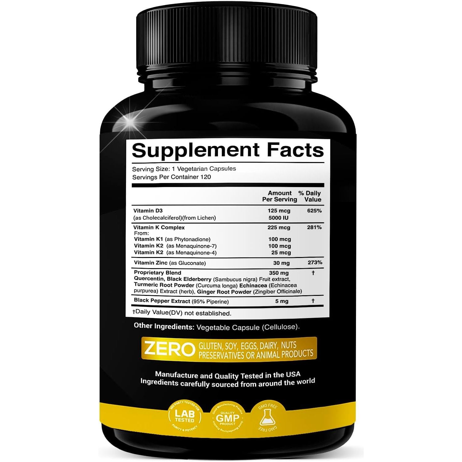 X Gold Health Plant-Based D3 + K + Zinc – 120 Capsules | 8-in-1 Immune, Bone & Heart Support