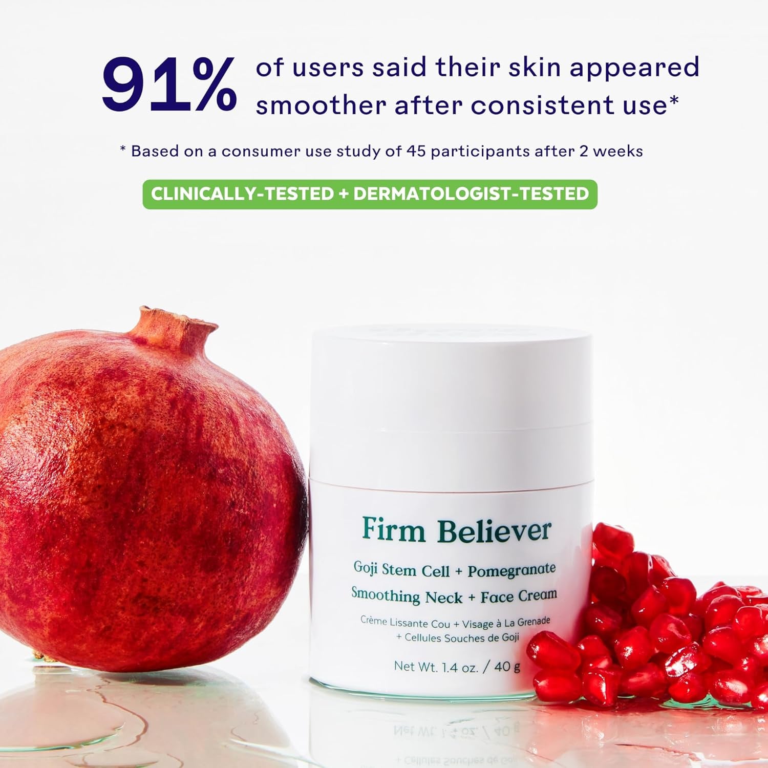 - Firm Believer Goji Stem Cell + Pomegranate Smoothing Neck + Face Cream | Moisturize, Smooth, Tone Skin | Cruelty-Free, Vegan, Paraben-Free, Sensitive Skin Safe (1.4 Oz | 40 G)