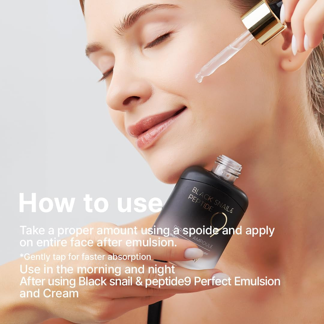 FARMSTAY Black Snail & Peptide 9 Perfect Ampoule – 35ml | Anti-Aging, Firming & Deep Hydration