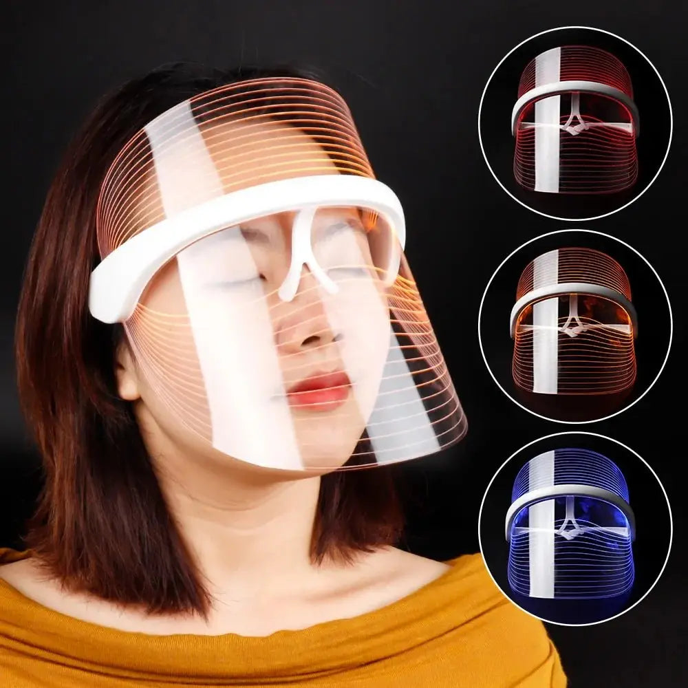 3 Colors LED Light Anti - aging Therapy Face Mask - Glam Global UK