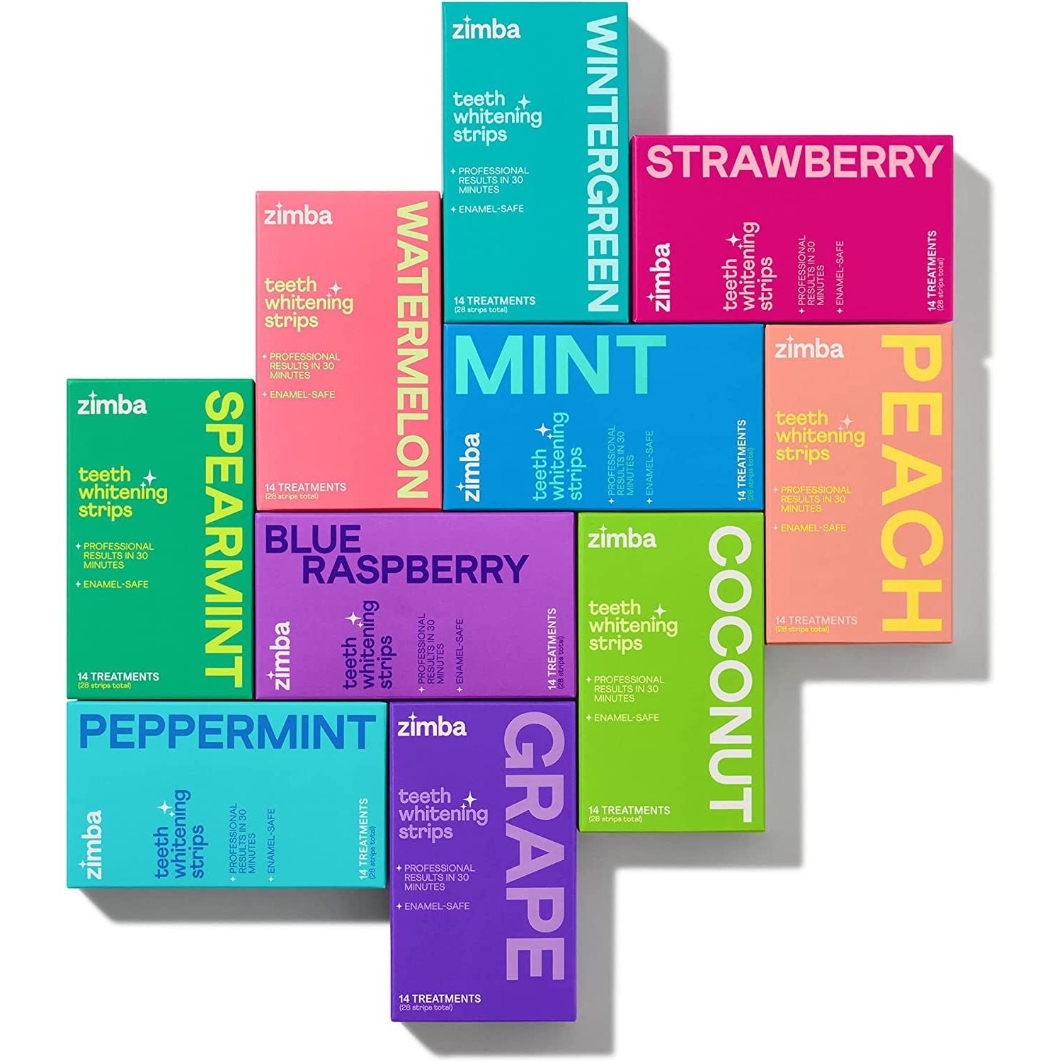 Zimba Watermelon Teeth Whitening Strips – 14 Treatments (28 Strips) | Whiten Teeth, Remove Stains & Refresh Breath