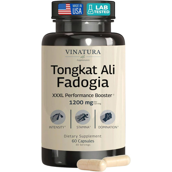 Tongkat Ali Fadogia Agrestis - 1200Mg, Enhanced with Nitric Oxide Booster Supplement, Longjack Tongkat Ali for Men, *USA Made and Tested*, 60 Capsules