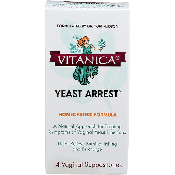 Vitanica Yeast Arrest – 14 Vaginal Suppositories | Natural Homeopathic Relief for Burning, Itching & Discharge