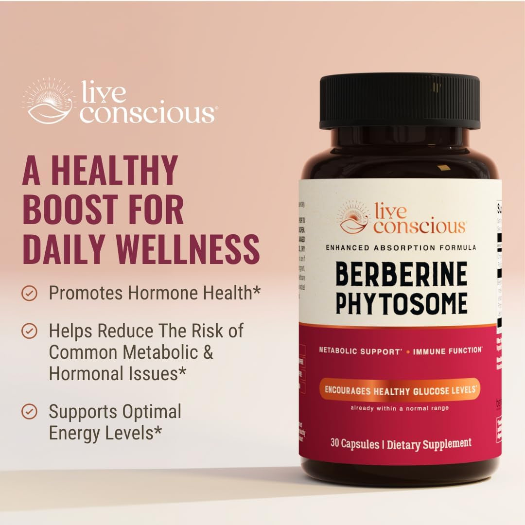 Live Conscious Berberine Phytosome – 30 Capsules | 9x Absorption for Metabolic, Weight & Immune Support