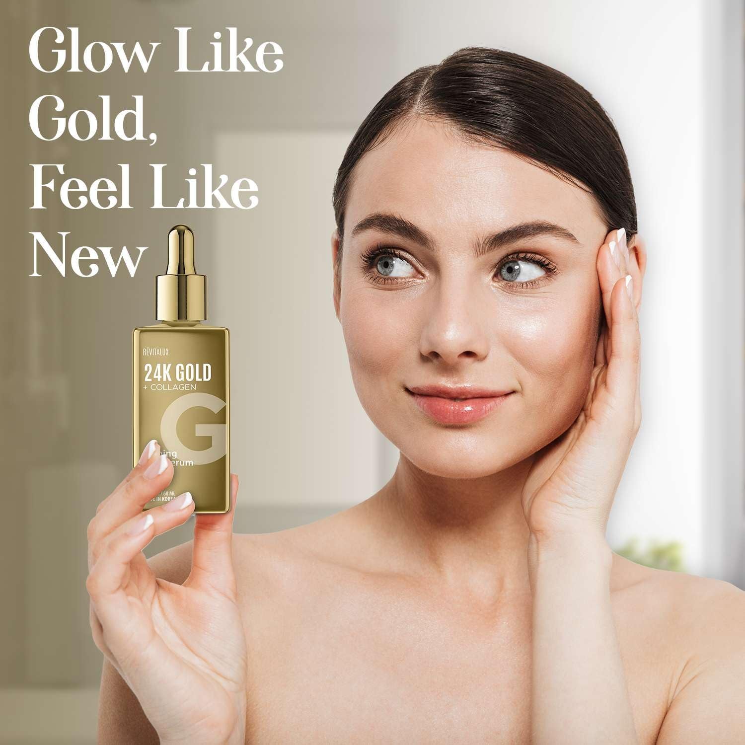 RevitaLux 24K Gold + Collagen Firming Face Serum – 60ml | Hydrates, Firms & Brightens with Korean Skincare Excellence