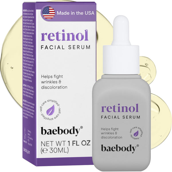 Baebody Retinol Facial Serum – 30ml | Anti-Aging, Acne-Fighting Night Serum with Vitamin E, Green Tea & Jojoba Oil | Made in USA